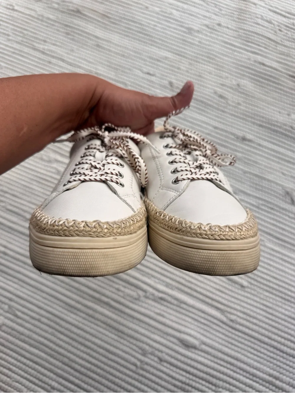 Lucky Brand Cheynas Leather Espadrille Platform Sneakers Size 8.5